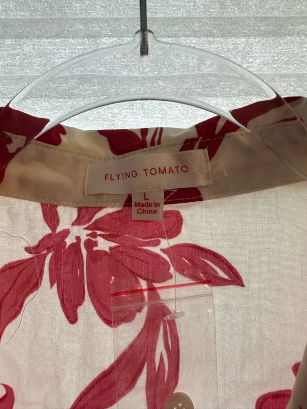 Flying Tomato Cream and Red Floral Button-Front Blouse